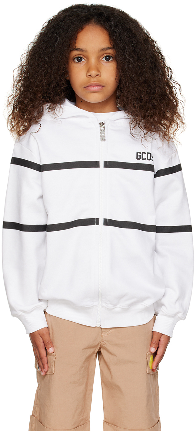 Kids white zip-up hoodie