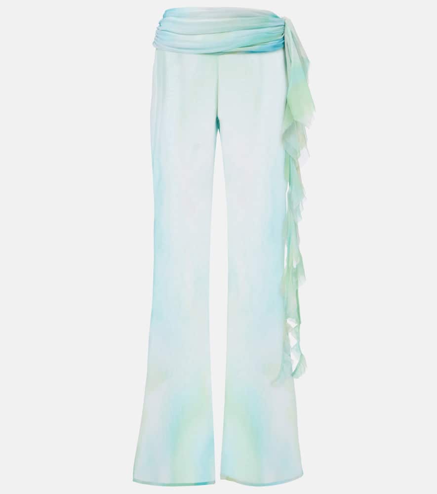 Shawn ruffled sheer flared pants