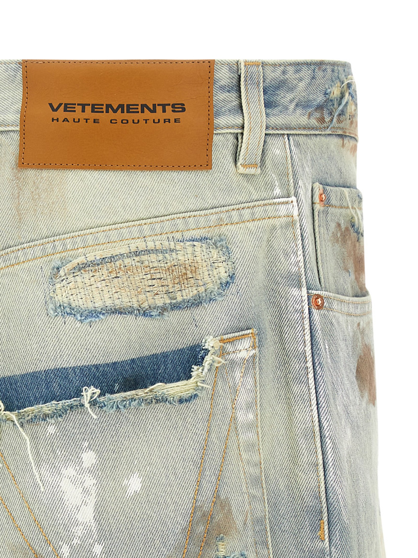 Light Blue Trashed Big Shape Jeans