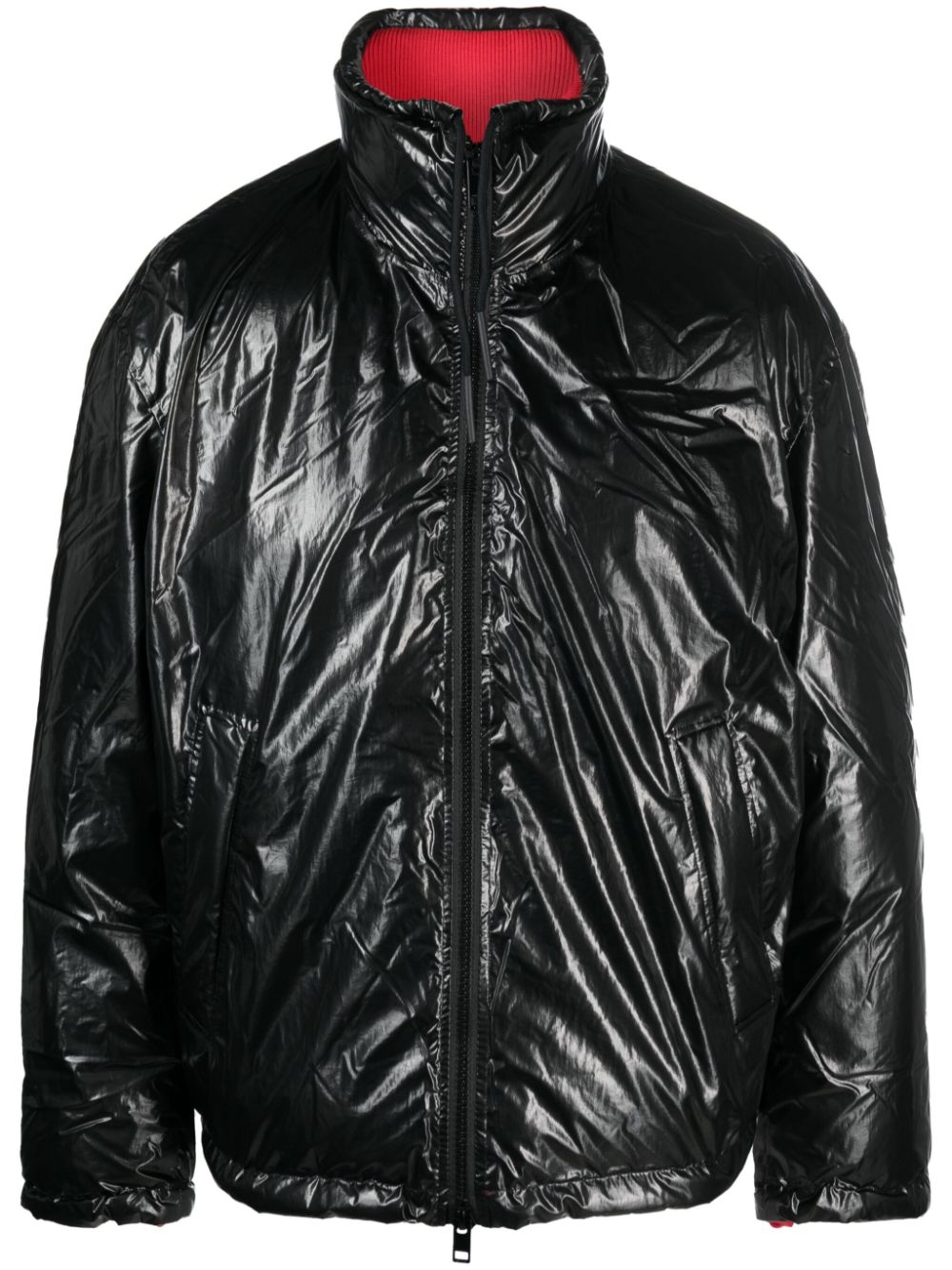 디젤 남성 logo-patch padded jacket - Black A106070JKKL