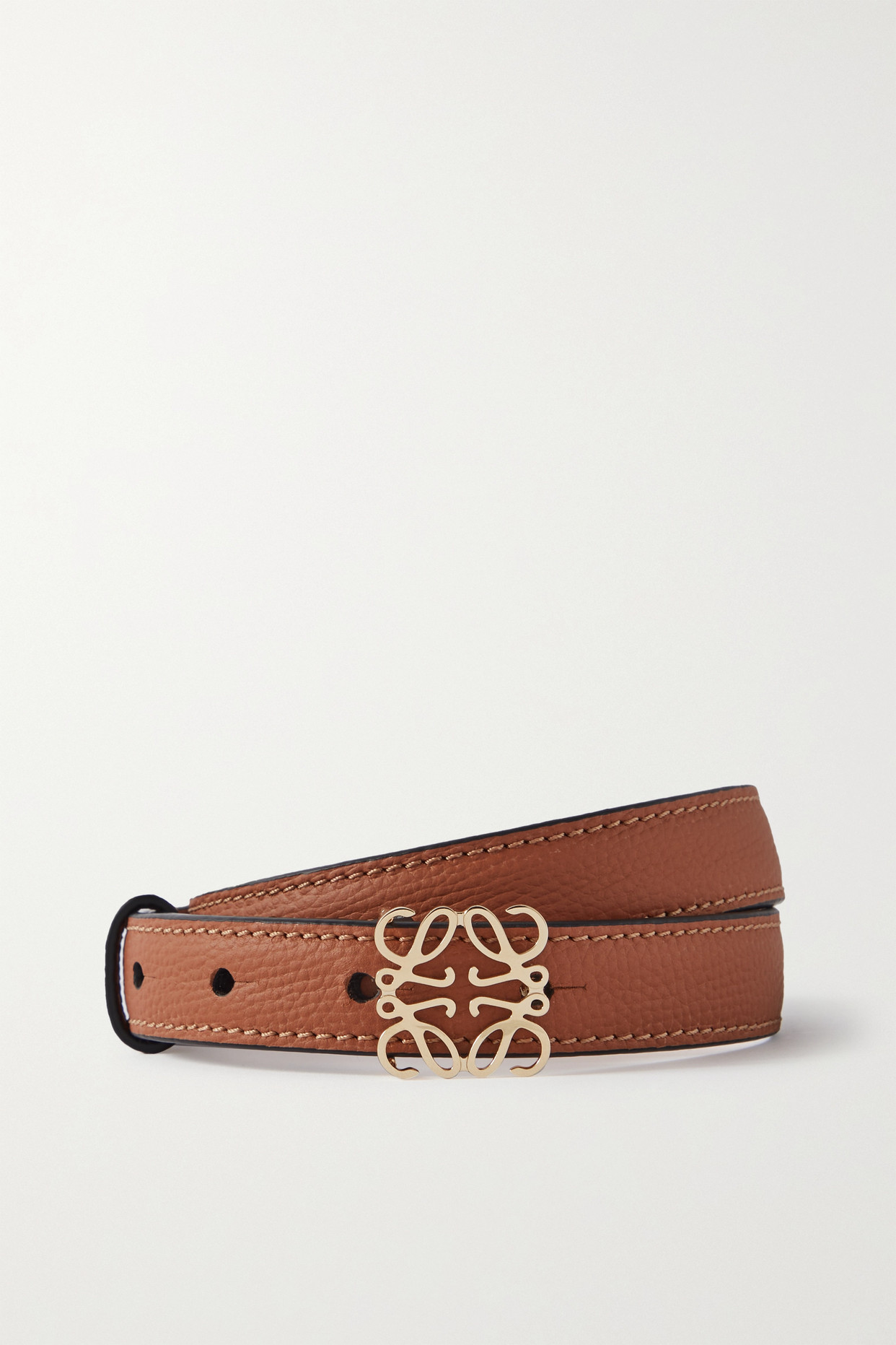 Textured Leather Belt, Tan