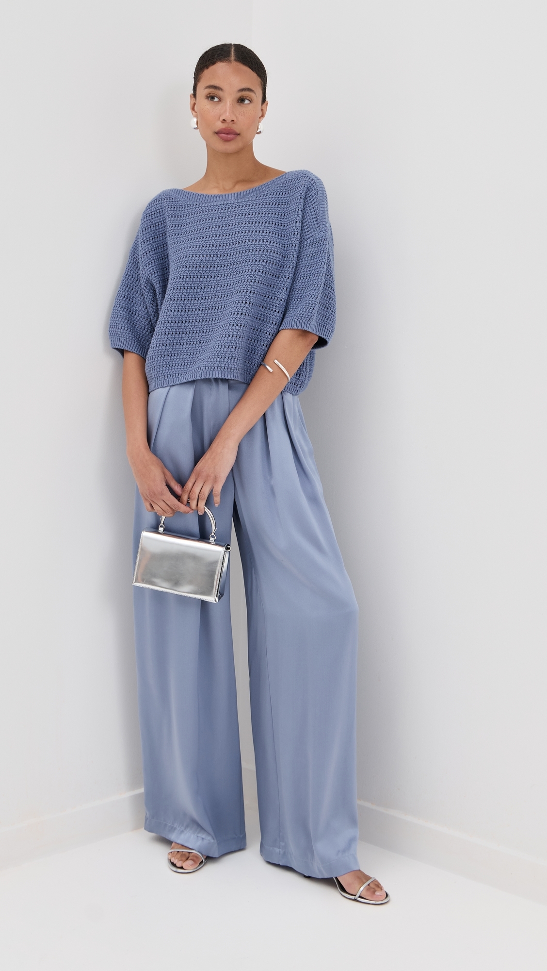 Nova Cropped Boat Neck Tee Dusty Periwinkle