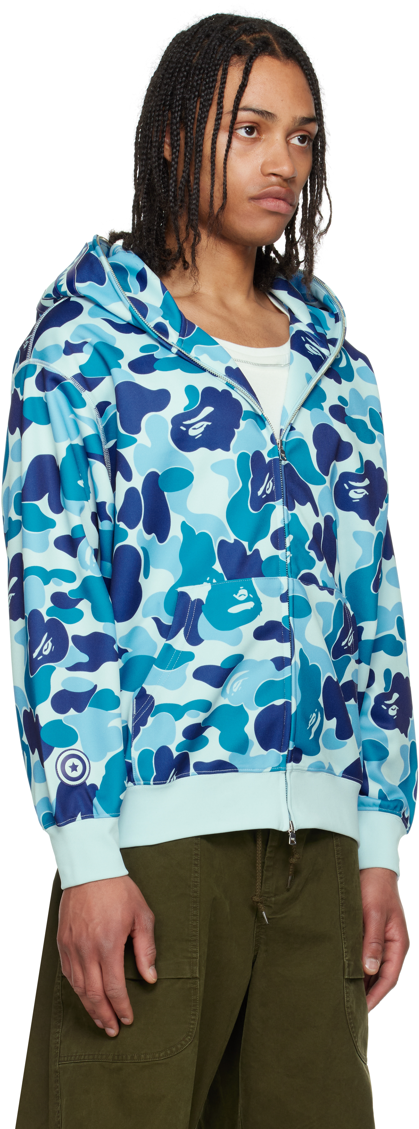 BAPE Blue ABC Camo Shark Full Zip Hoodie
