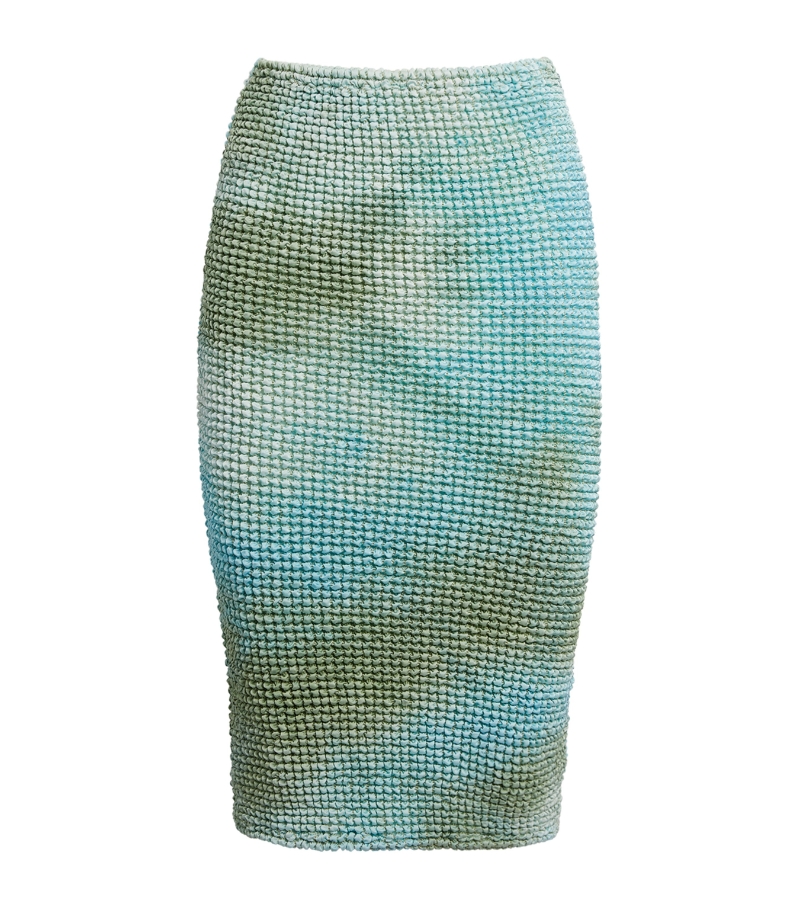오프화이트 Smocked Tie-Dye Midi Skirt