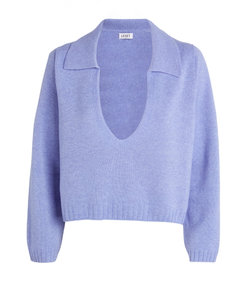 LESET Wool-Blend Collared Sweater