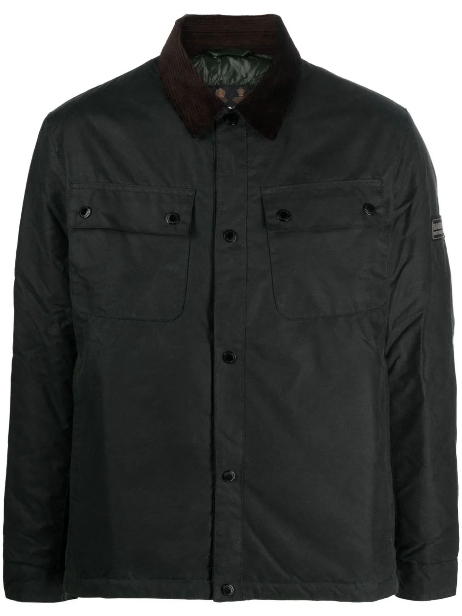 바버 남성 Dark Green Cotton Jacket, Wax Coated 13638457