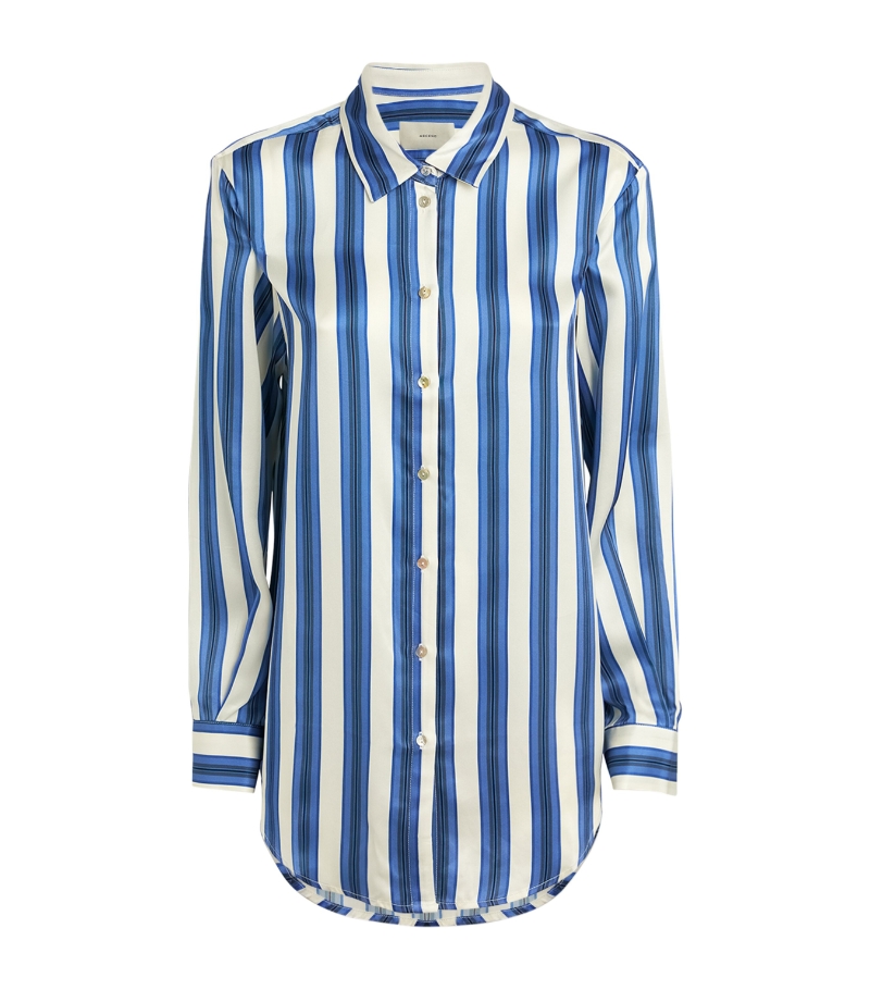 ASCENO Silk Striped Pyjama Shirt