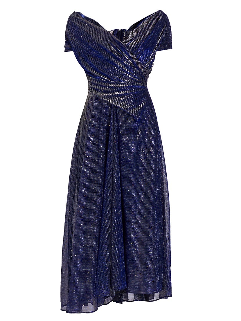 탈보트 런호프 여성 메탈릭 오프숄더 미디 드레스