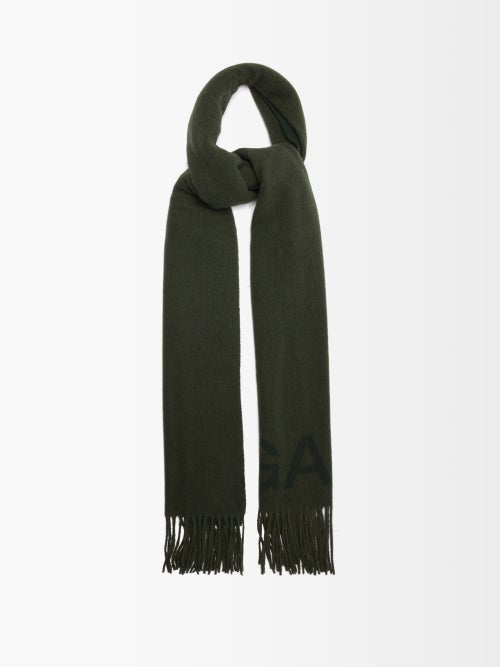 가니 Logo-jacquard recycled-wool blend scarf