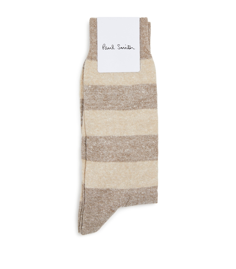 폴스미스 Linen-Cotton Striped Socks