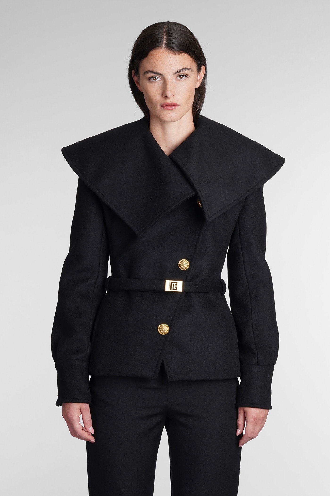 발망 여성 Coat In Black Wool 13639013