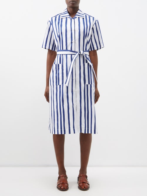아페쎄 Rosita belted striped-cotton shirt dress