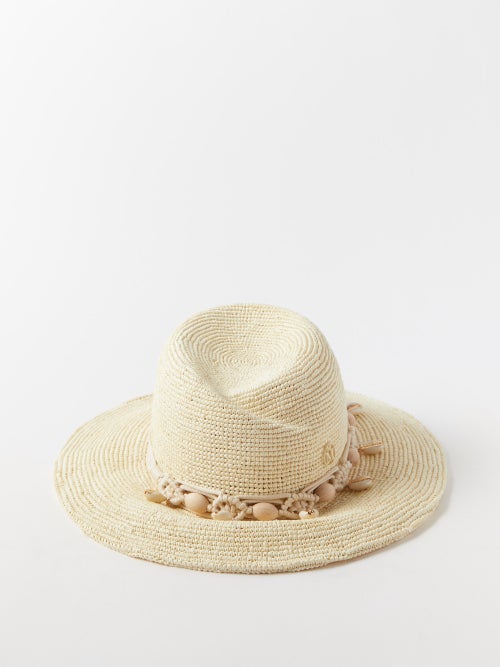 메종 미쉘 Virginie shell-embellished straw fedora hat
