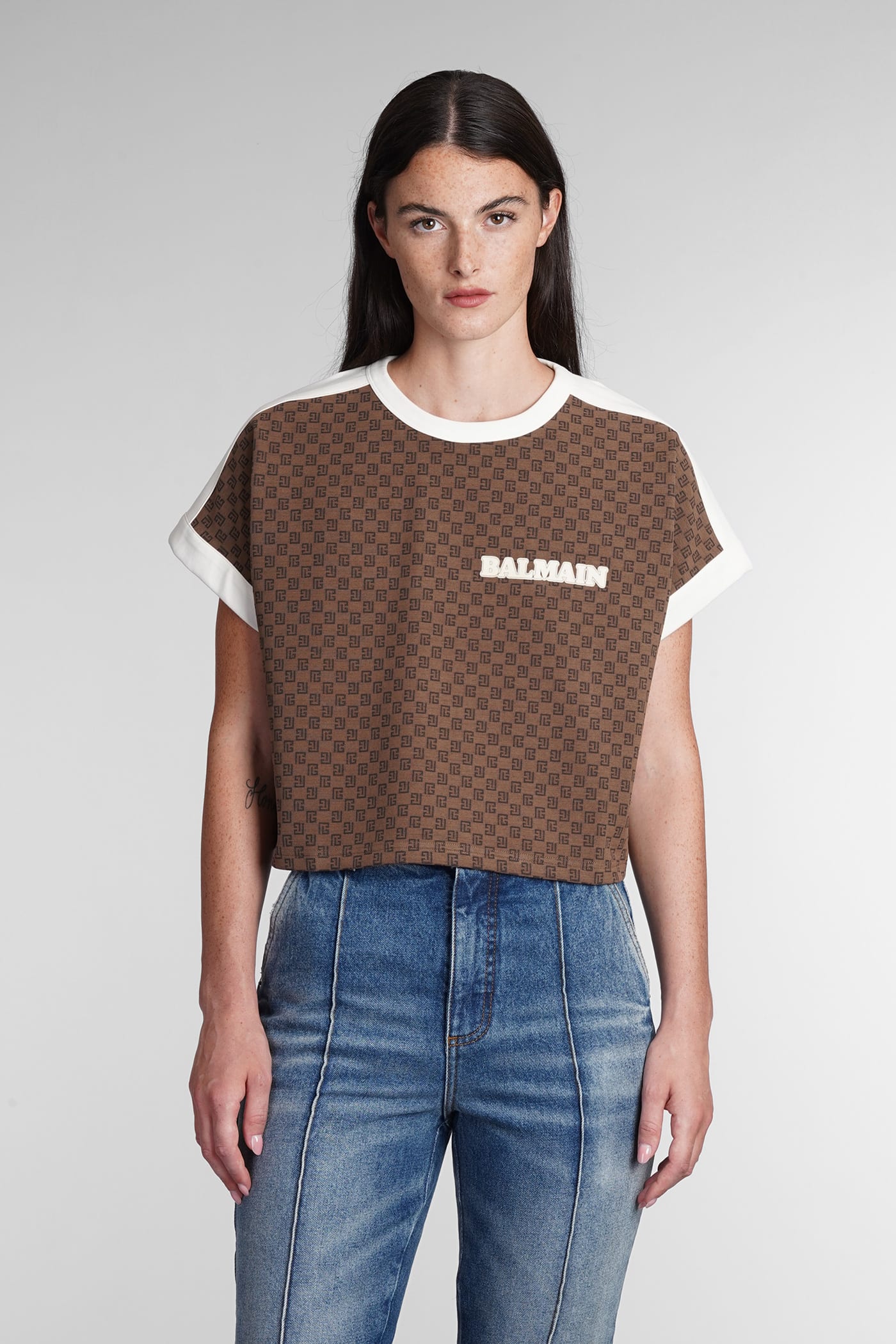 발망 여성 T-Shirt In Brown Cotton 13638889