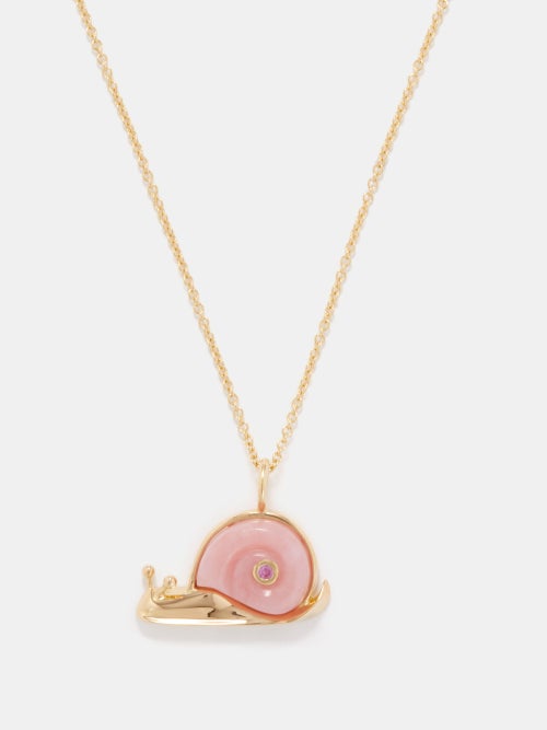 BRENT NEALE Snail small sapphire, opal & 18kt gold necklace