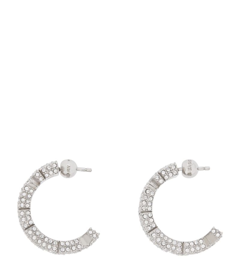 버버리 여성 Crystal Logo Hoop Earrings