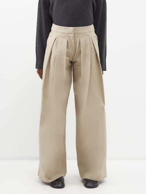 Le Kasha Rum pleated cotton-twill wide-leg trousers