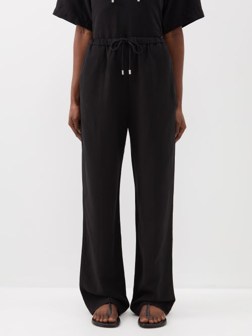 토템 Drawstring-waist slubbed-linen trousers
