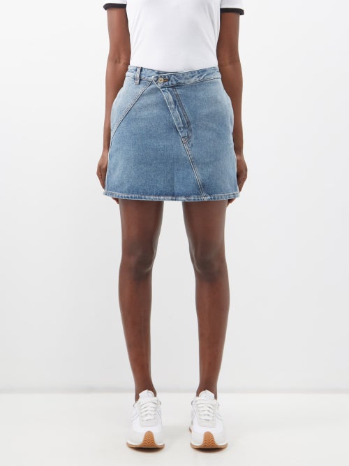 로에베 Asymmetric-front denim mini skirt