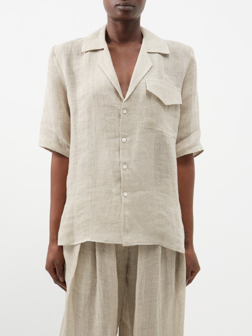 Le Kasha Harris flap-pocket organic-linen shirt
