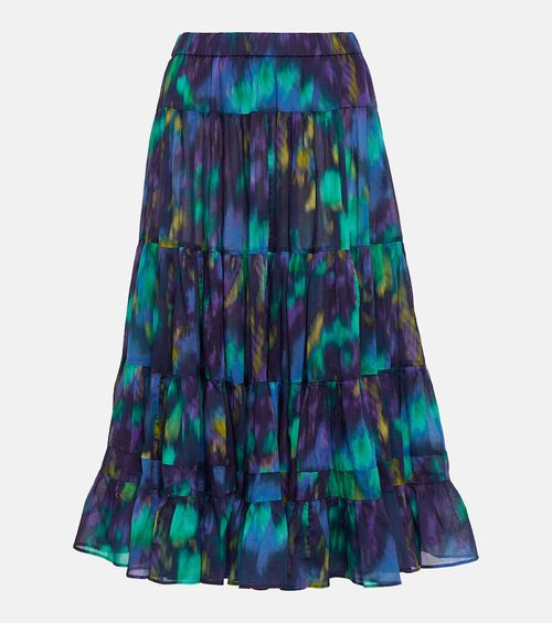Elfa printed cotton midi skirt