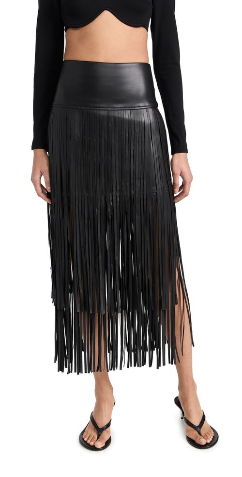 Karolina Fringe Skirt Black