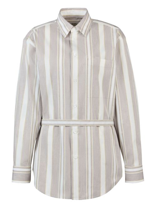 Striped belted shirt - Brown