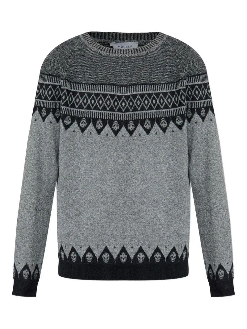 알렉산더맥퀸 남성 Geometric Pattern Wool Pullover