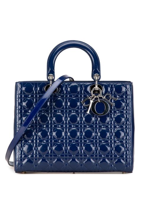 2013 Large Patent Cannage Lady Dior satchel - Blue