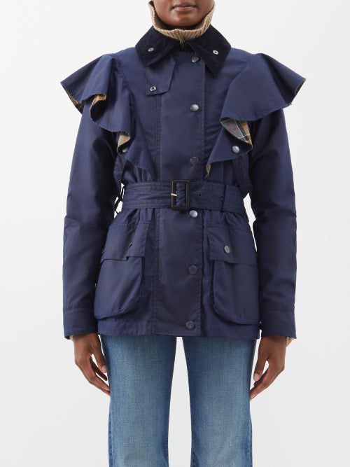 Chloé X Barbour corduroy-trimmed waxed-cotton jacket - Realry: A