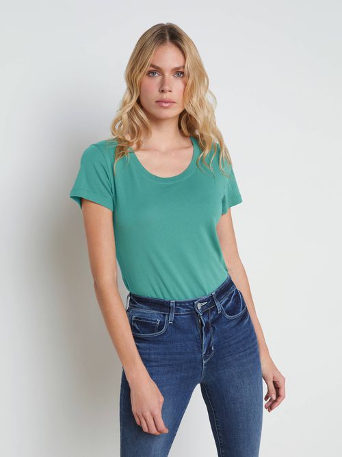 Cory Cotton Scoopneck T-Shirt In Lagoon