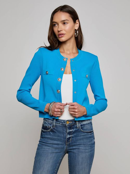 Toulouse Cardigan In Dresden Blue/nickel