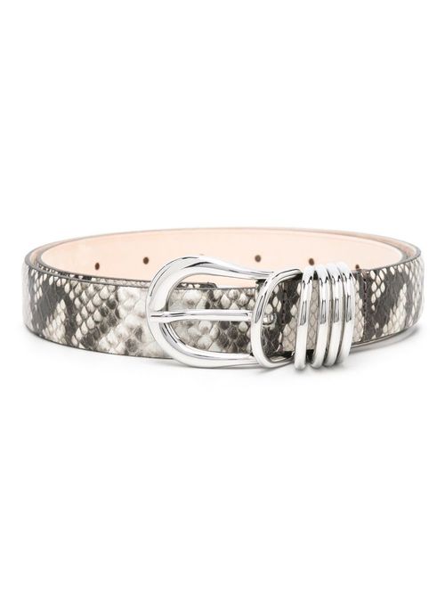 Grey Hollyhock Snakeskin-Effect Belt - Women's - Calf Leather
