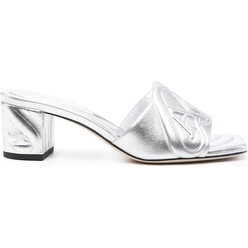 Alexander Mc Queen Metallic Leather Heel Sandals