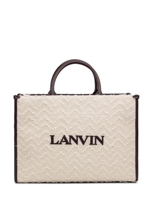 Lanvin Logo-Embroidered Frayed-Detail Tote Bag