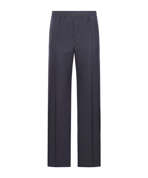 Monogrammed Straight-Leg Pants