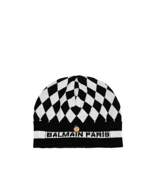 Two-Toned Checked Beanie