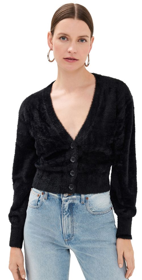 Fuzzy Cardigan Black001