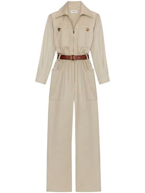 Cotton Twill Belted Jumpsuit