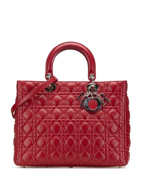 Christian Dior Pre-Owned 2010 Large Lambskin Cannage Lady Dior satchel - Red