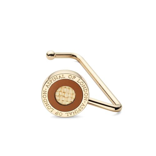Purse Hook in Natural Raffia & Smooth Tan