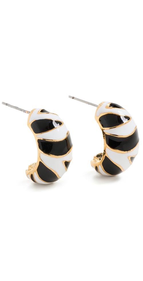 Tiger Print Half Hoop Pierced Earrings Black/White One Size