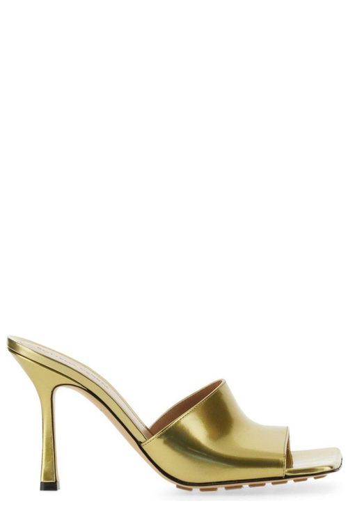 Stretch Open Toe Heeled Mules