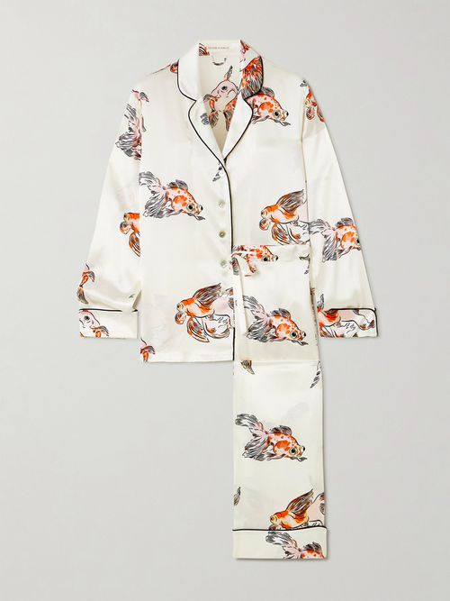 Lila Silk-satin Pajama Set