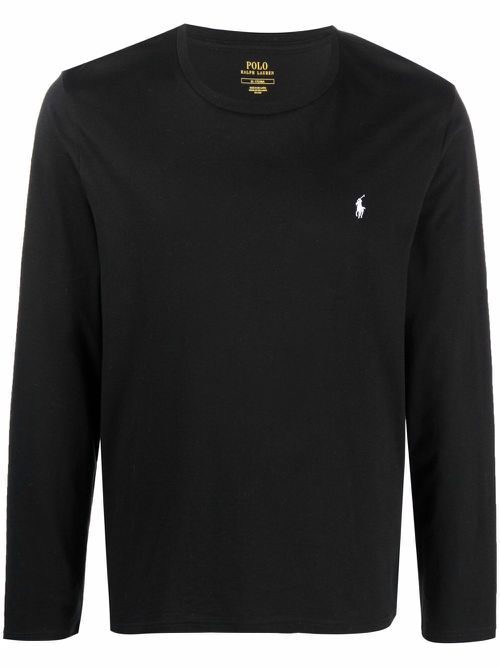 Logo-embroidered T-shirt - Black