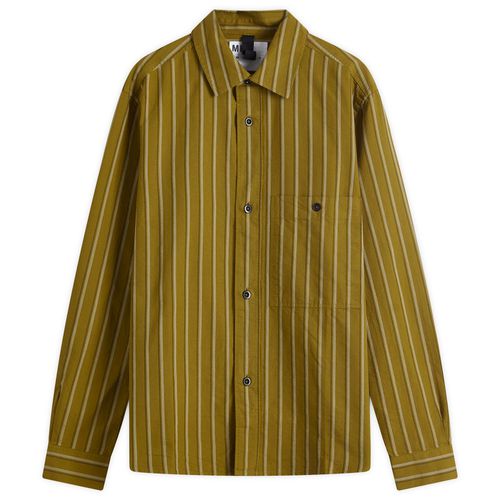 Men's Overall Stripe Shirt in Light Olive/Off White