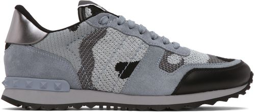 Valentino | Gray Mesh Camouflage Rockrunner Sneakers