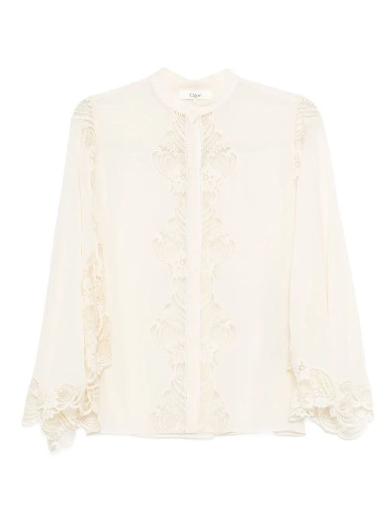 끌로에 여성 Fluid Blouse In Silk Georgette And Lace