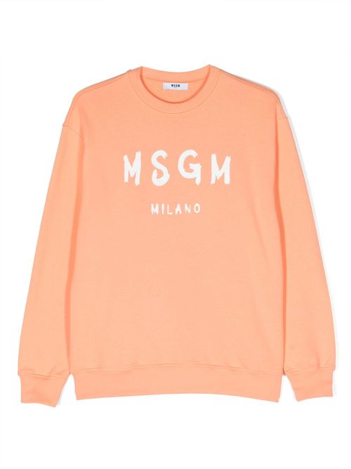 Logo-print cotton sweatshirt - Orange