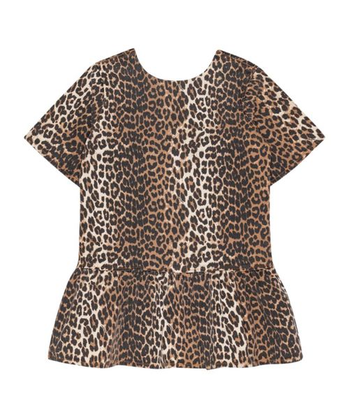 Leopard Printed Open-Back Mini Denim Dress
